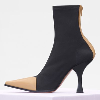 Madame Ankle Boot In Calfskin & Gros Grain Stretch from Celine