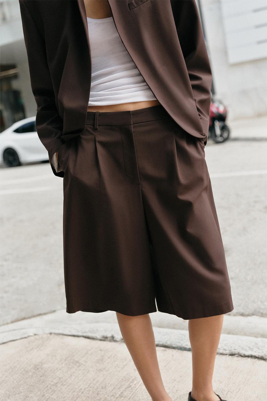 Pleated Bermuda Shorts & Blazer Set from Zara 