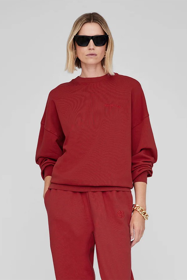 Miles Oversized Embroidered Cotton-Jersey Sweatshirt from Anine Bing
