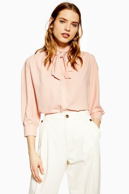 Pleat Tie Neck Shirt