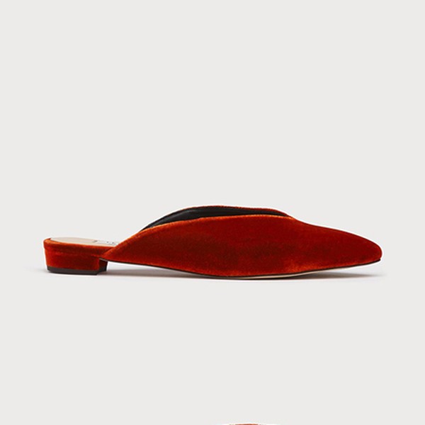 Catrina Orange Velvet Flats from L.K. Bennett