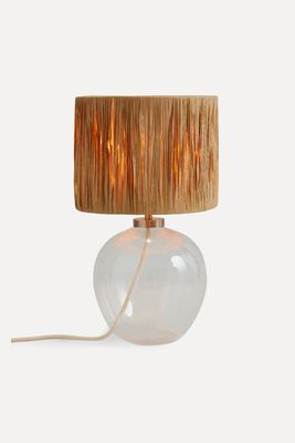 Raffia and Glass Table Lamp