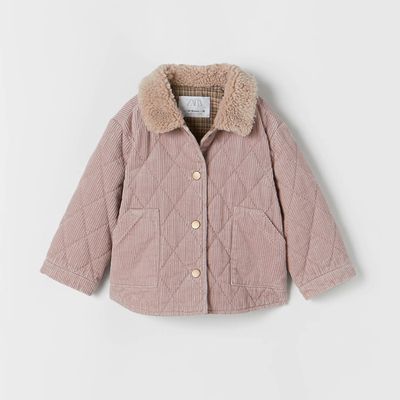 Corduroy Jacket With Faux Shearling