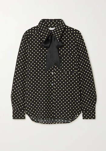 Minelli Tie-Detailed Polka-Dot Silk Shirt from Bella Freud