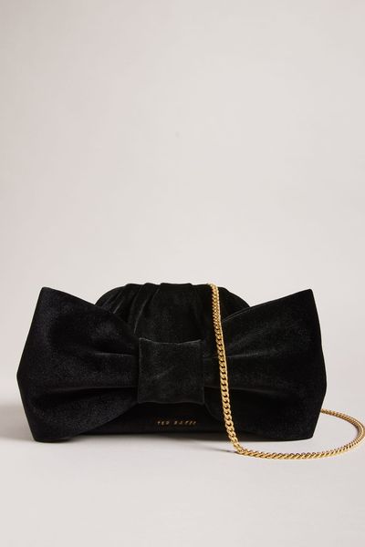 Niasie Velvet Bow Clutch Bag
