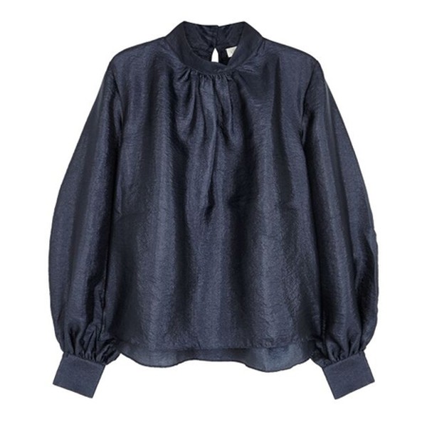 Eddy Navy Satin Blouse from Stine Goya
