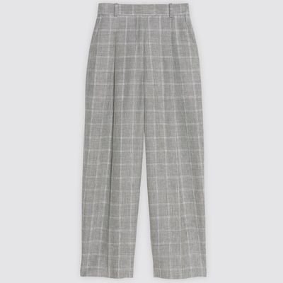 Checked Linen Blend Trousers from Sandro