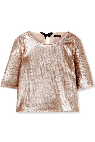 Bianca Grosgrain-Trimmed Sequined Crepe Top from J.Crew