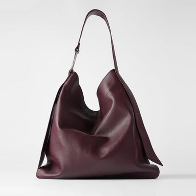 Flat Leather Tote Bag from Zara