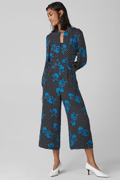 Kira Spot Floral Silk Jumpsuit from Whistles
