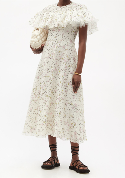 Ruffled Floral-Ppint Silk-Georgette Dress from Giambattista Valli