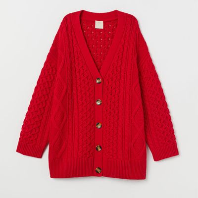 Oversized Cable Knit Cardigan from H&M