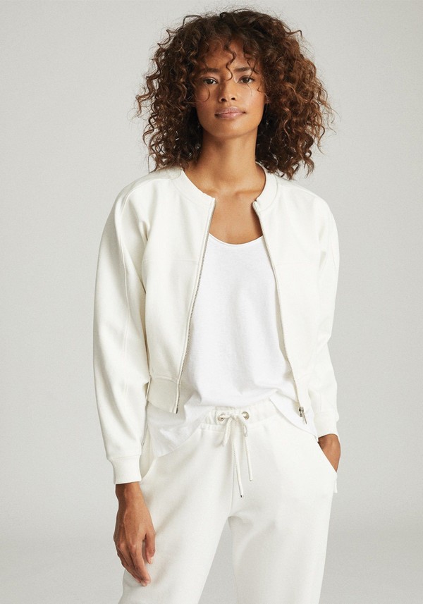 Cropped Jersey Zip Through Jacket