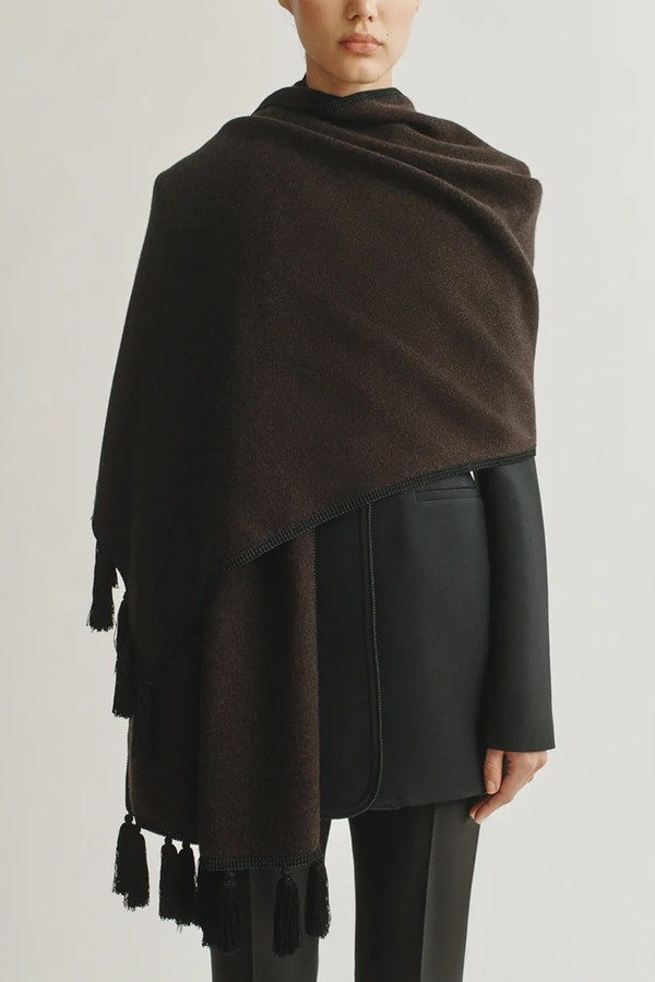 The Tassel Scarf With Hand Crochet Edge Detail from Attersee