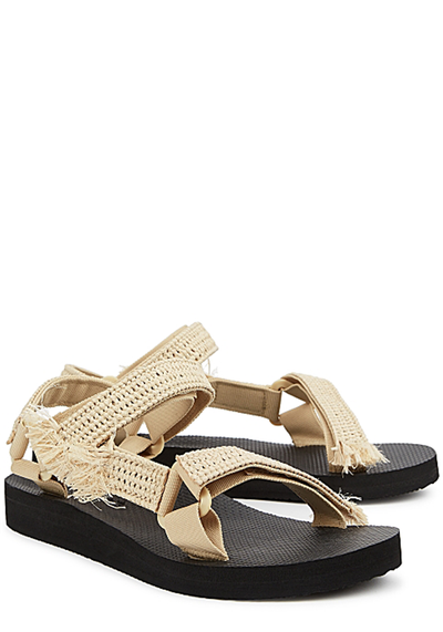 Trekky Sand Raffia-Trimmed Sandals from Arizona Love