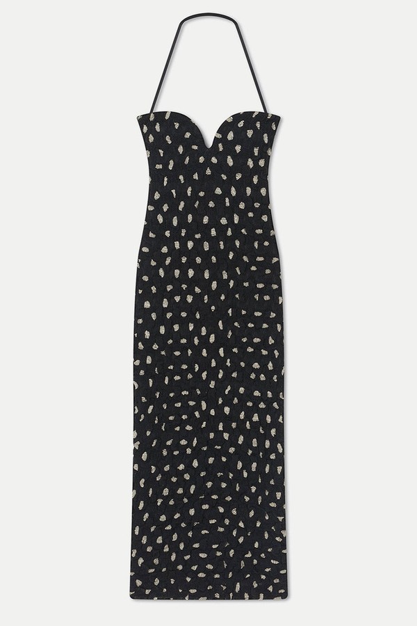 Haylen Seersucker Tech Chiffon Midi Dress
