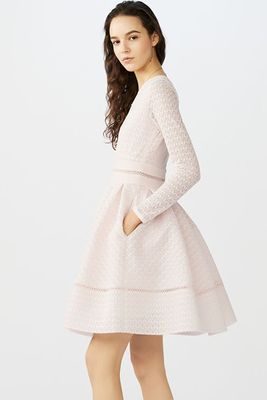 Pleated Dress With Lace & Ribbon