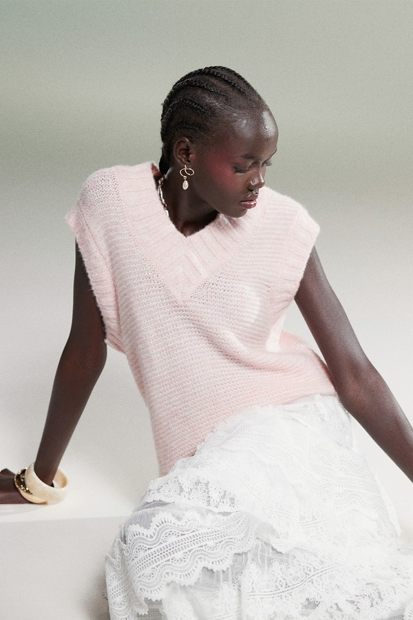 Knitted V Neck Tank With Chunky Trims from ASOS DESIGN