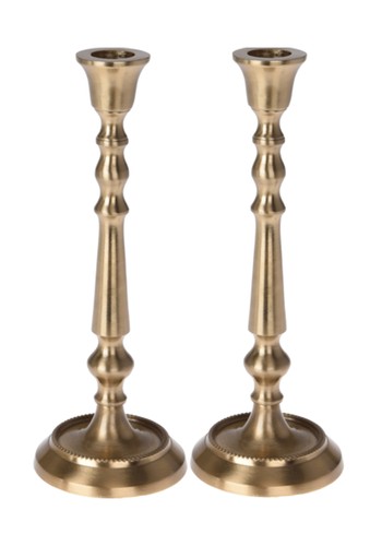 Tall Gold Candlesticks Candle Holder Elegant Design Wide Base Set Of 2