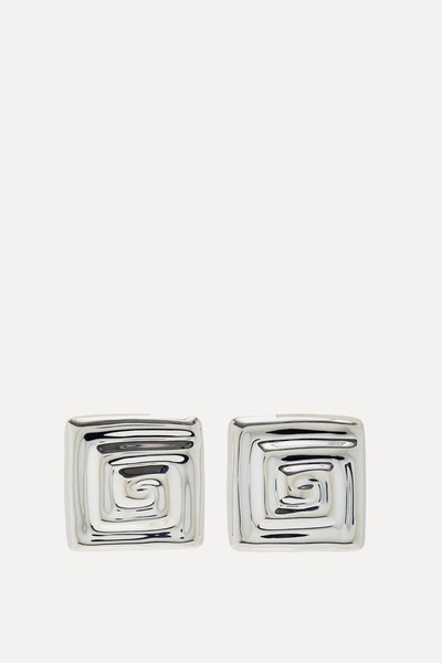 Uzu Square Recycled Sterling Silver Earrings from Louis Abel