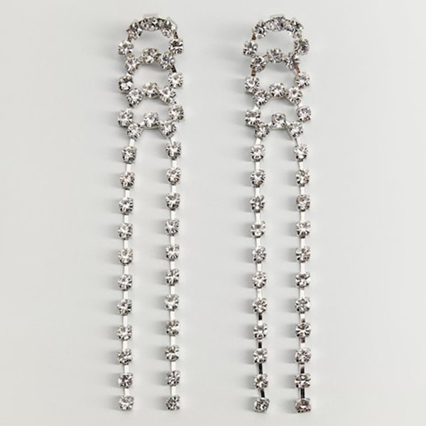 Rhinestone Pendant Earrings from Mango