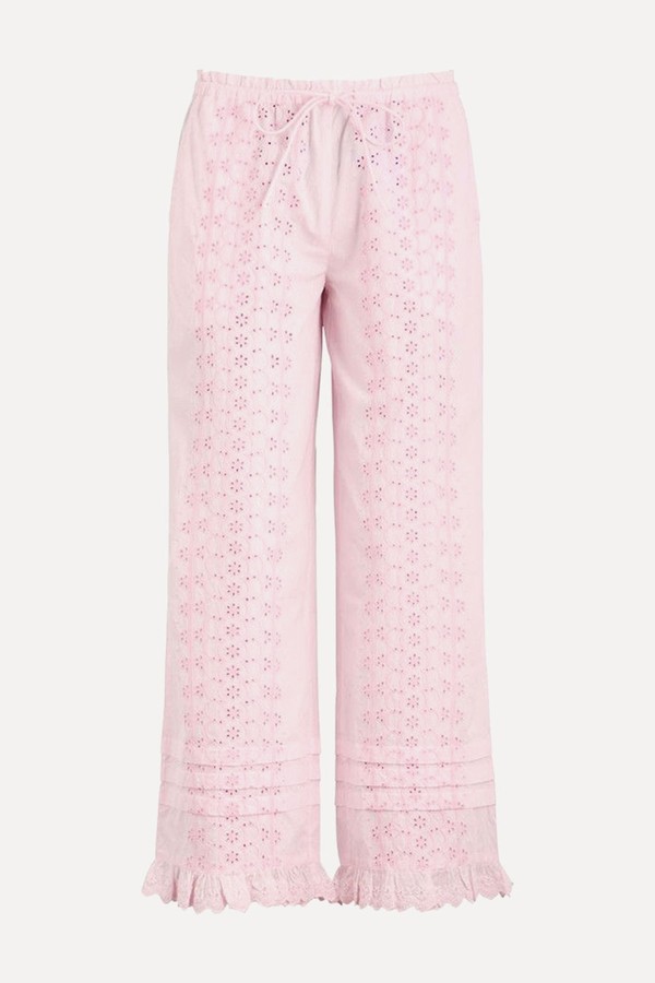Lucinda Broderie-Anglaise Cotton Trousers from Damson Madder