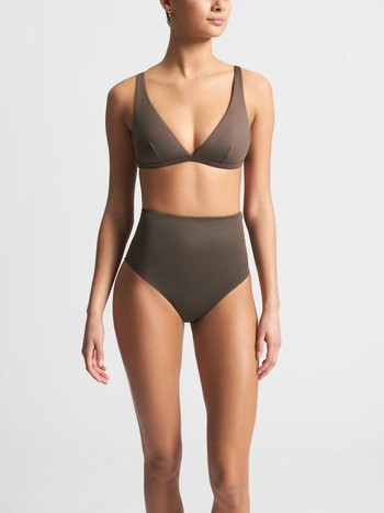 Deia Dusk Brown High-Rise Bikini Bottom from Asceno