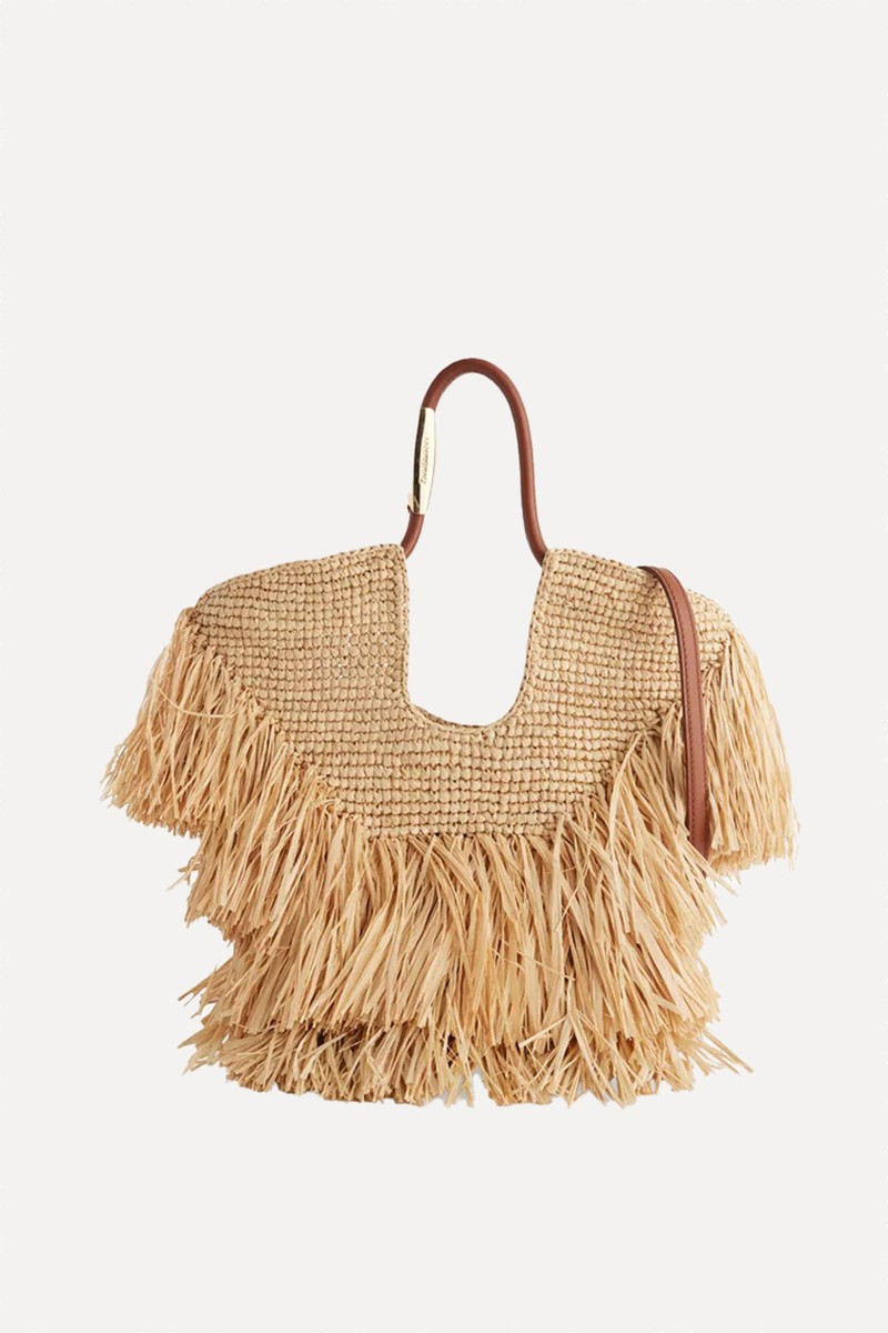 Goldentime Small Fringed Raffia Tote Bag from Zimmermann