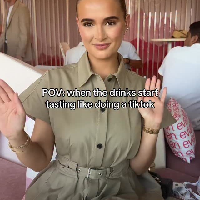 POV: when the Pimm’s start tasting like doing a tiktok @wimbledon day 2 with @evianwater 🎾