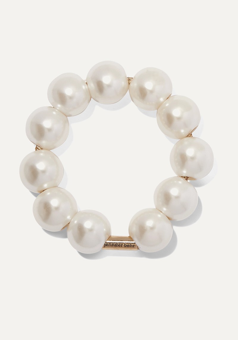 White Henley Faux Pearl Hair Tie from Jennifer Behr 