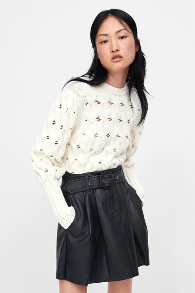 Faux Leather Mini Skirt With Belt from Zara