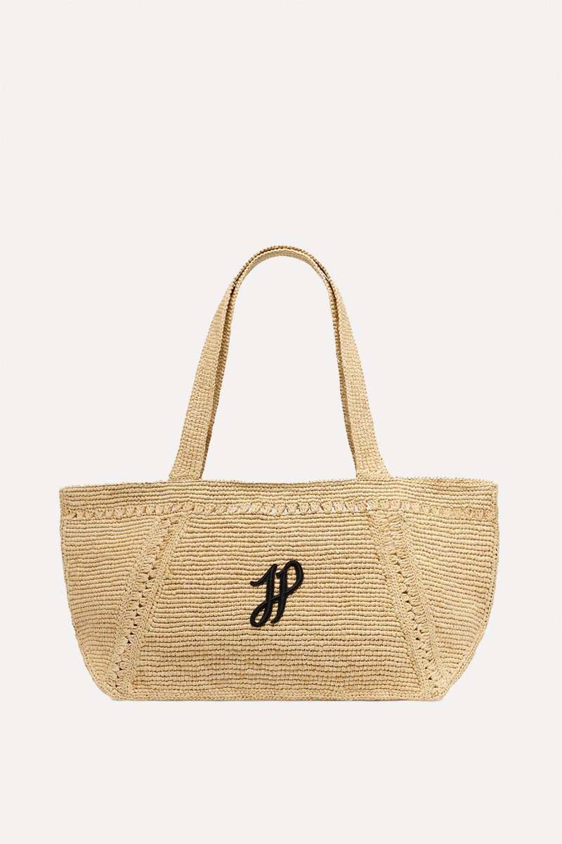 JP Monogram Trapeze Tote In Raffia from PATOU