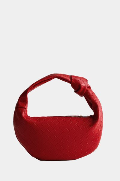 Woven Leather Look Mini Top Handle Bag