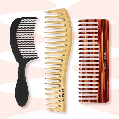 Large Tooth Shampoo Detangling Comb Rack Hair Comb (Black)