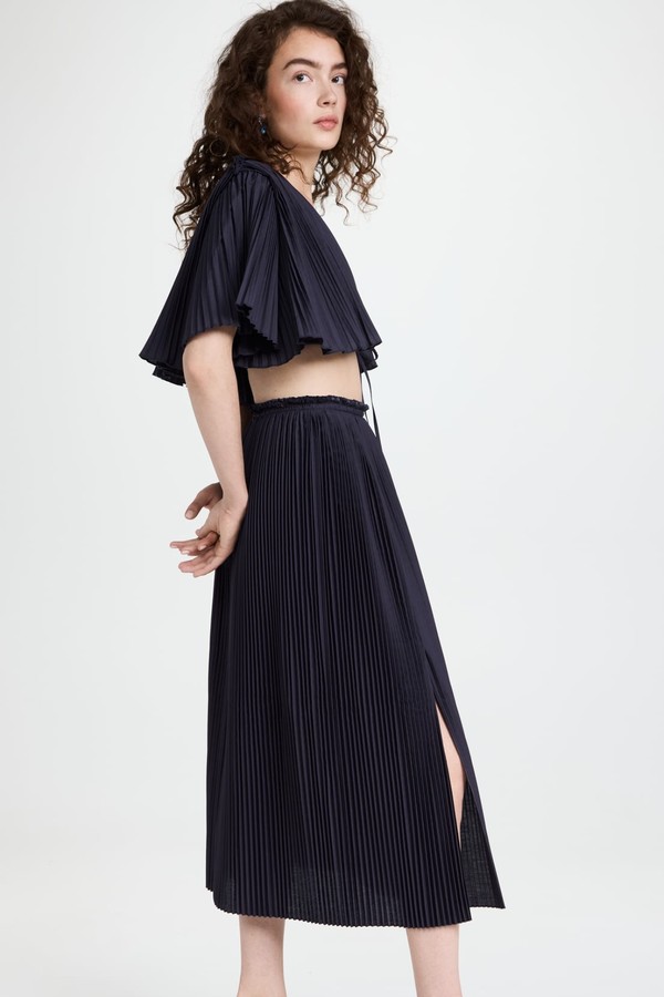 Knife Pleat Slit Skirt from Rosie Assoulin