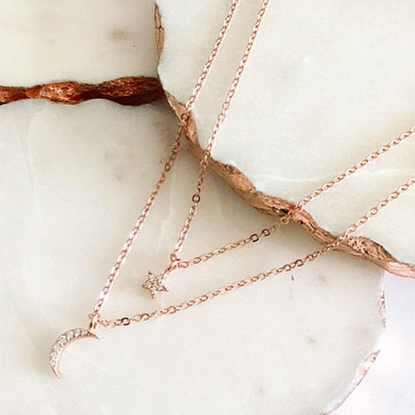 Stargazing Dainty Delicate 2 Strand Double Necklace from Meimi Studio