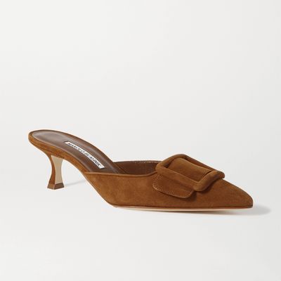 Maysale Buckled Suede Mules