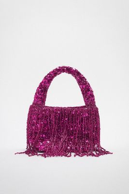 Fringed Beaded Bag from Zara