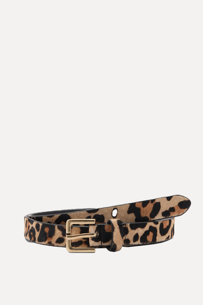 Slim Leopard-Print Leather Belt from Mango