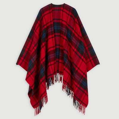 Whool-Blend Plaid Poncho from Maje