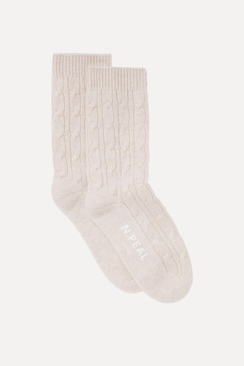 Cable Cashmere House Socks from N.Peal