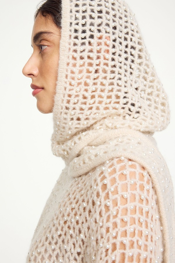 Tianne Knit Pearls Hood