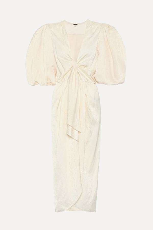 Cream Floral Satin Jacquard Everblooming Dress from Johanna Ortiz