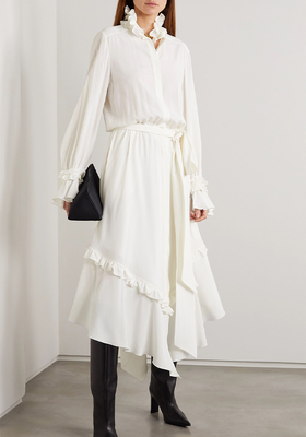 Asymmetric Ruffled Georgette Midi Dress from Alexandre Vauthier