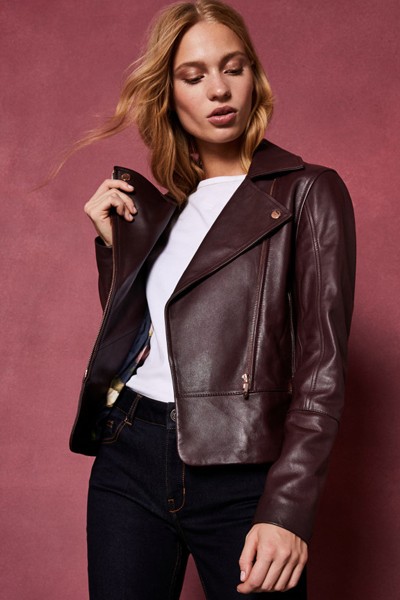 LIZIA Leather Biker Jacket