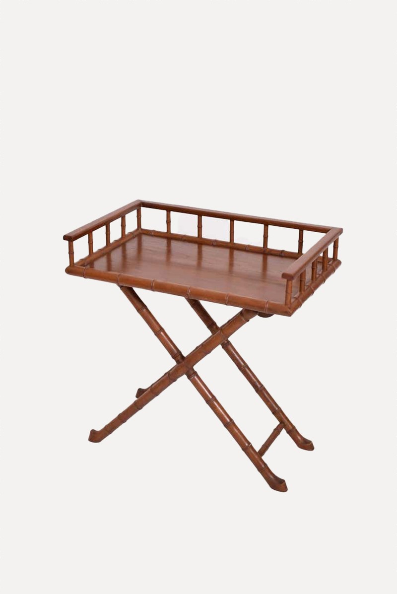 Faux Bamboo Wooden Folding Table Console, 1920s from 1st Dibs