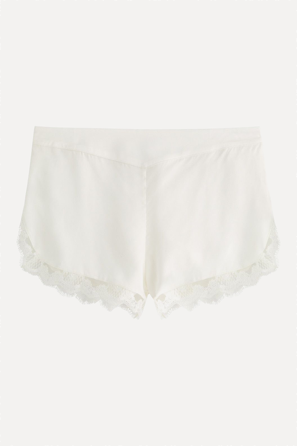 Love Me Lace-Trim Silk-Satin Pyjama Shorts from SIMONE PÉRÈLE 