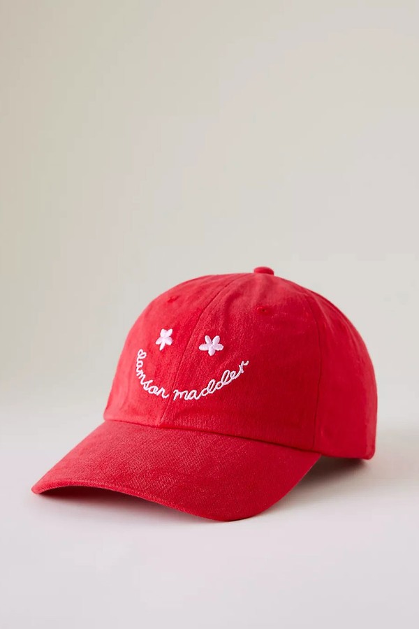 Washed Happy Face Baseball Cap from Damson Madder