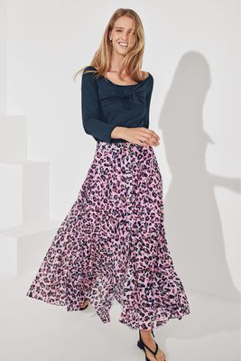 Mix/Huishan Zhang | Leopard Pleat Maxi Skirt, £109