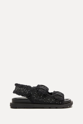 Fabric Flat Slider Sandals With Rhinestones from Zara